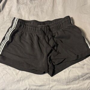 adidas Black Women's Athletic Shorts with White Stripes
